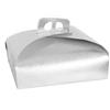 Kaela SET 3PZ SCATOLA PORTA TORTA ARGENTO 45X45CM DOLCI PASTICCERIA FESTA PARTY 58017