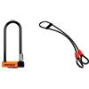 KRYPTONITE U-Locks, Blocco Disco Evolution Mini-9 con Supporto Flexframe-U Unisex - Adulto, 8.3 x 24.1 & KryptoFlex, Catena antifurto, Arancione, 10 mm/213 cm