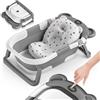 SUPERBE BEBE Vasca da bagno pieghevole con cuscino da bagno e termometro incorporato, vasca da bagno per bambini con supporto vasca da bagno in omaggio, ideale per regalo di nascita, ragazza o ragazzo