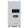 Vimar 14292.AC.15.SL Plana Presa USB A+C 15W 5V per ricarica, 1M, silver