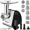 Nictemaw Tritacarne Elettrico 2000W, Multifunzione Tritacarne Tritatutto 5 in 1 Taglia Verdure con 3 piastre di macinatura, 4 lame a cono, Kuba e accessorio da pasticceria