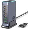 nongxiang CARICATORE USB C MULTIPLO HUB 660W 8 PORTE CARICA RAPIDA PD 100W COMPATIBILE