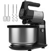 Cecotec Sbattitore Elettrico PowerTwist 500 Steel Double Spin | Potente Impastatrice 500W, Ciotola Inox Girevole, 5 Velocità + Turbo, Include Fruste e Ganci per Impastare