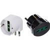 Vimar RI.00305.B Adattatore semplice SICURY 250 V~ sfalsato, max 1500 W, spina 2P+T 16 A standard italiano tipo S17 & RI.00301N Adattatore elettrico tedesco/francese