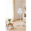 Opviq Kumtel Ventilatore regolabile bianco con oscillazione a 80°, 3 velocità, motore in rame, 40 W, 42,1 x 10,5 x 56,3 cm
