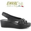 Enval Soft Sandalo Donna in Pelle Con Zeppa 1282800 Nero