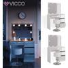 Vicco Toeletta da trucco tavolino da make-up Sherry bianco sgabello specchio LED Vicco