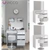 Vicco Toeletta da trucco tavolino da make-up Sherry bianco con sgabello specchio Vicco
