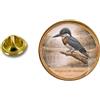 spilla pin badge rotonda uccello Martin pescatore gigante Megaceryle maxima