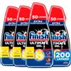Finish Ultimate Gel, Gel Detersivo per Lavastoviglie, 50 lavaggi, 900 ml, Limone, Extra Potere Sgrassante, Extra Brillantezza, Pulizia Profonda (Confezione da 4)
