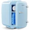 YASHE Mini frigo da camera, 4L frigorifero piccolo per la cura della pelle, 220V CA/12V CC, termoelettrico e scaldino per bevande, ufficio, dormitorio, auto, blu