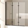 EMKE Pannello doccia per vasca da bagno, 120 x 140 cm, pieghevole, 3 pezzi, con vetro di sicurezza monolastra da 6 mm, per vasca da bagno, divisorio per doccia