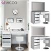 Vicco Toeletta da trucco toelette da make-up Sherry speccio LED sgabello bianco Vicco