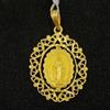 SR Pendente Oro 18K 750 Mls. Medaglia Vergine Miracolosa Con Cerchio 27,7 Mm.