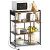 VASAGLE Scaffale per Microonde con 2 Cesti, Scaffale da Cucina con Bordi, Ripiani e Ganci, 80 x 35 x 93.5 cm, Stile Modern basic, Marrone Vintage e Nero Opaco KKS196K01