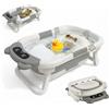 Relaxdays vaschetta da bagno pieghevole con cuscino morbido, fino a 30 kg, 21,5x71,5x43 cm, crema e grigio