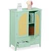 Relaxdays Credenza Ingresso e Salotto, Comò Cassettiera con 2 Ante in Rattan e 4 Cassetti, HLP: 90x70x34 cm, Turchese