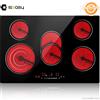 IsEasy Piano Cottura 5 Fuochi Vetroceramica 77 cm, Incasso, Controllo Touch Scorrevole