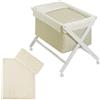 Interbaby Culla Neonato Legno con Ruote e Materasso Completa (Star Beige)