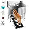 VEVOR Stazione di Lavaggio per Cani in Acciaio Inox, Vasca per Toelettatura per Animali Domestici di Grandi, Medie e Piccole Dimensioni da 127 cm con Rampa, Rubinetto e Porta Sapone, Porta Sinistra