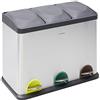 Arregui Step Bin CR705-45 L Pattumiera Differenziata 3 Scomparti | 3 x 15 L (45 L) | Pattumiera per Raccolta Differenziata a Pedale | Cestino per Spazzura da Cucina e Ufficio in Acciaio Inox