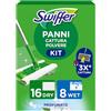 Swiffer 3D, Starter Kit Manico Scopa + 16 Panni Pavimenti + 8 Lavapavimenti