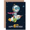 Wee Blue Coo Space Rocket Astronaut Birthday 6th Greetings Card Spazio Razzo