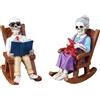 Sedia a dondolo lettura scheletro per decorazione per giardino resina Halloween