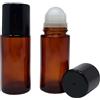 Essenciales Contenitore Roll-On Riempibile da 50 ml 2 Flaconi di Vetro color Amb