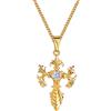 DJADEE Collana Oro 750 Placcato Croce Ciondolo Drago Donna Uomo IMPERMEABILE K6122D