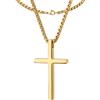 DJADEE Collana Uomo Ciondolo Croce Placcato Oro Acciaio Inox 750 Impermeabile K5613D