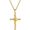 DJADEE Collana Ciondolo Croce Placcato Oro 750 Donna Uomo 18 Carato Impermeabile K6128D