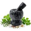 PARENCE. Mortaio e Pestello in Marmo Nero - Macinaspezie Manuale per Spezie, Erbe e Condimenti - Accessorio Cucina Robusto - 11 x 11 cm