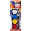 Boland 45063 - Set di trucchi da clown, trucco, bianco, blu, giallo, rosso, applicatore, pennello, a base d'acqua, colori per il trucco, intrattenitore, a base d'acqua, trucco acquoso