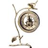 Orologio da tavolo con motivo a uccelli, orologio antico in metallo con