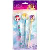 TrAdE Shop Traesio SET 3 PZ MATITE CON GOMMA TEMA PRINCIPESSE ACCESSORI PER DISEGNO SCUOLA BAMBINE