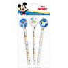 TrAdE Shop Traesio SET 3 PZ MATITE CON GOMMA TEMA TOPOLINO ACCESSORI PER DISEGNO SCUOLA BAMBINI 955