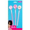 TrAdE Shop Traesio SET 3 PZ MATITE CON GOMMA TEMA BARBIE ACCESSORI PER DISEGNO SCUOLA BAMBINE 95554