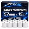 PcStore 10 Rotoli Termici POS 57x15m Compatibili SumUp - Carta Termica Qualità per POS