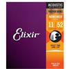 Elixir Corde chitarra acustica Elixir 16027 Phosphor Bronze Nanoweb Custom Light 11-52