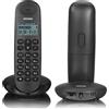 TrAdE Shop Traesio TELEFONO CORDLESS BRONDI LOTUS BIANCO NERO RETROILLUMINATO CON SVEGLIA VIVAVOCE