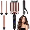 TrAdE Shop Traesio SET 5IN1 PIASTRA CAPELLI 3 CONI ARRICCIACAPELLI LISCI ONDE CERAMICA RISCALDAMENT