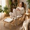 Sedia a Dondolo Rattan con Poggiapiedi, Poltrona Relax da Interno Esterno
