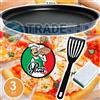 TrAdE Shop Traesio KIT 3 PZ PER PIZZA FATTA IN CASA COMPOSTO DA TEGLIA DA 32CM PALETTA E SPUGNETTA