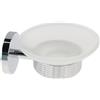 Cleafe PORTA SAPONE IN ACCIAIO LUCIDO CON PIATTINO VETRO SATINATO ACCESSORI DA BAGNO 87