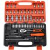 TrAdE Shop Traesio SET CHIAVI A BUSSOLA CON CRICCHETTO 53 PEZZI CHROME VANADIUM IN VALIGETTA