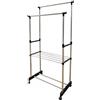 TrAdE Shop Traesio STAND APPENDIABITI DOPPIO IN ACCIAIO CON RUOTE ASTE TELESCOPICHE REGOLABILE