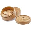 Eva Collection Cuocivapore Bambù 25,5 cm Cestello Cottura Vapore Vaporiera Bamboo Professionale