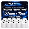 PcStore 20 Rotoli Termici POS 57x15m Compatibili SumUp - Carta Termica Qualità per POS