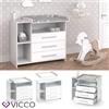 Vicco Cassettone con fasciatoio Scaffale con fasciatoio 3 cassetti Oskar Bianco Vicco